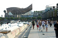 Port Olimpic Promenade and Peix Sculpture (background)